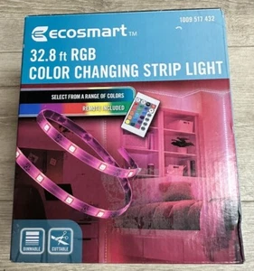 EcoSmart 32.8 ft. Indoor RGB LED Color Changing Strip Tape Light with Remote - Picture 1 of 5