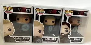Funko Pop! Television Vikings Ragnar #177 Lagertha #178 persiana enrollable #179 con protectores - Imagen 1 de 9