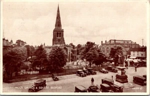Bedford England UK St Paul's Church & Square Vintage Photo-Type Postcard - Picture 1 of 2