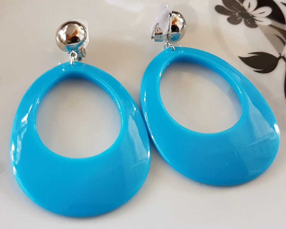 OHRCLIPS  CLIPS SILBERFARBEN SILIKONPOLSTER BLAU - Bild 1 von 1