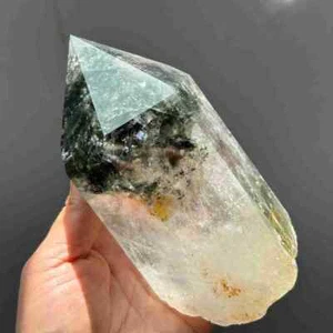 2.5LB Natural Ghost Quartz Obelisk Quartz Crystal Tower Wand Point and Stand. - Picture 1 of 23