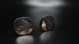 Antique Sterling Silver Laurel Cufflinks - Imagen 1 de 5