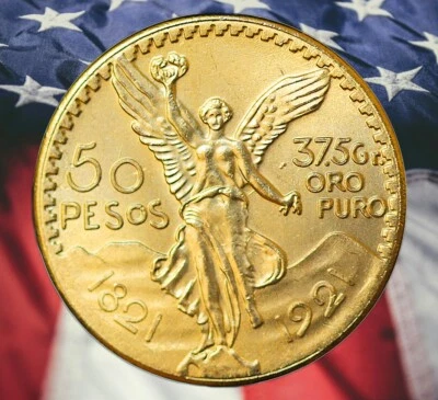 1821 - 1921 Mexico 50 Pesos Gold Plated Coin Modern Restrike Medal - Image 1 of 2