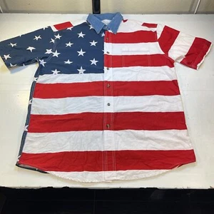 ROPER USA UNITED STATES AMERICAN FLAG WESTERN COWBOY SHIRT Mens L - Picture 1 of 4