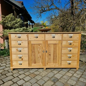Altes antikes Apotheker Sideboard Anrichte mit Türen und Schüben vintage Emaille - Bild 1 von 10