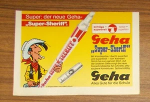 Seltene Werbung GEHA SUPER-SHERIFF Tintenentferner LUCKY LUKE 1985 - Bild 1 von 1