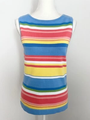 Jones New York Country Womens Sleeveless Knit Top Size S Striped Boat Neck Tank - Image 1 of 4