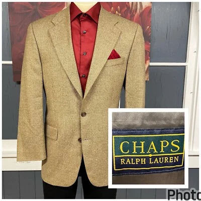 Vintage Chaps Ralph Lauren Sport Coat 3 Button Jacket Mens 41R Silk Wool Hopsack - Image 1 of 4