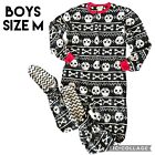 Pyjama Komar enfants garçons pieds polaires noirs rouges crâne taille moyenne