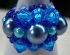 Blue Beads Fashion Adjustable One Size Stretch Ring 