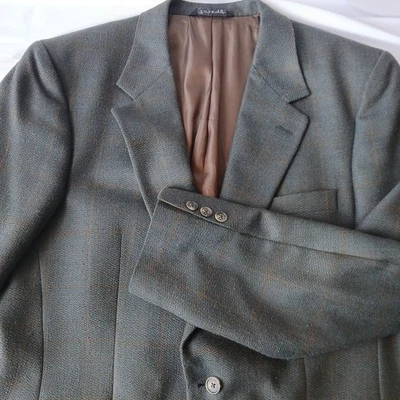 Abrigo Blazer Deportivo Burberry 44R Marrón Azul a Cuadros Para Hombre De Colección Años 70 Hecho en EE. UU. Foto 1 de 4