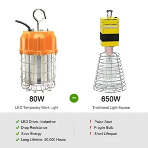 80Watt LED Temporary Work Light Portable Hanging Lighting Workshop Jobsite Light - Picture 1 of 14