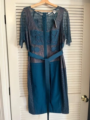 Byron Lars Dress. Sz 18. Teal lace. Midi - Image 1 of 4