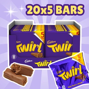 Cadbury Twirl 20x5 - Delicado paquete de barras de chocolate con leche | 100 x 21,5 g - Imagen 1 de 3