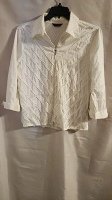 Top de cuello delantero con cremallera blanca talla grande múltiples para mujer Foto 1 de 4