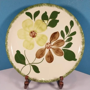 Vtg Blue Ridge Southern Pottery Green Briar 9.25" Luncheon Plate Brown Flowers - Picture 1 of 16