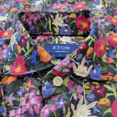 Eton NWT Contemporary Fit Linen Floral All Over Print Dress Shirt M 15.5 (39) - Image 1 of 4