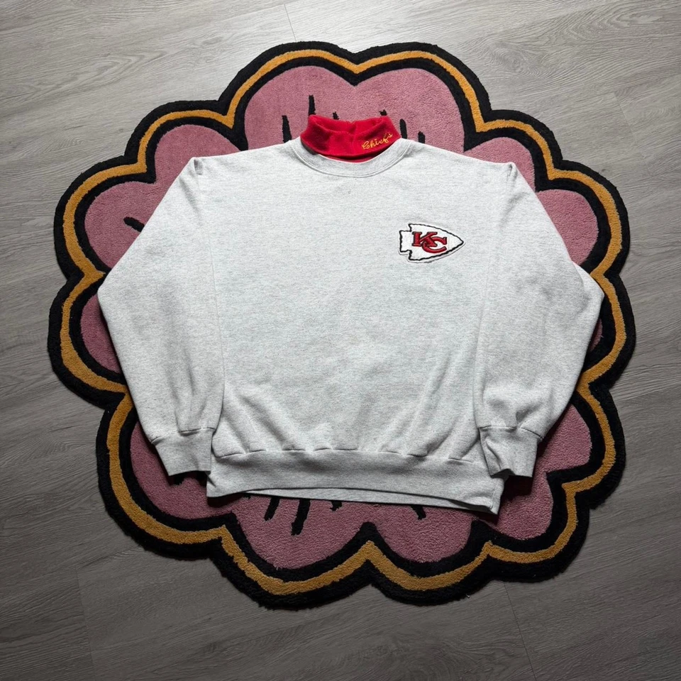 Moletom vintage anos 90 Majestic Kansas City Chiefs bordado gola redonda - Imagem 1 de 4
