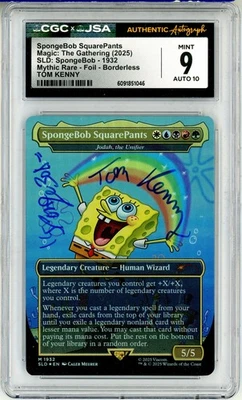 CGC MINT 9 Auto 10 Tom Kenny SpongeBob SquarePants SDL M 1932 Foil Borderless - Image 1 of 2