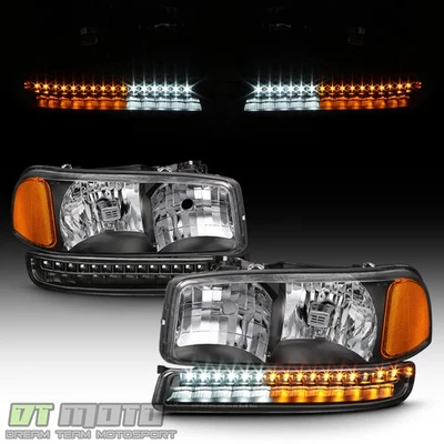 Faros LED negros para parachoques de estacionamiento GMC Sierra Yukon XL 1999-2006 Foto 1 de 4