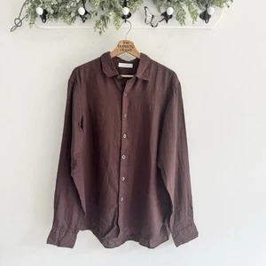 New Mens Mododoc Brown Linen Button Down Shirt Medium GH2022 - Picture 1 of 4
