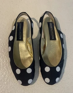 Andrea Pfister Black/White Polka Dot Fabric Flats Size EU 36 US 6  GUC - Picture 1 of 9