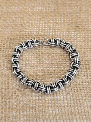 Pulsera bizantina gruesa de plata de ley de 10 mm 49,7 G 6,75" Foto 1 de 4