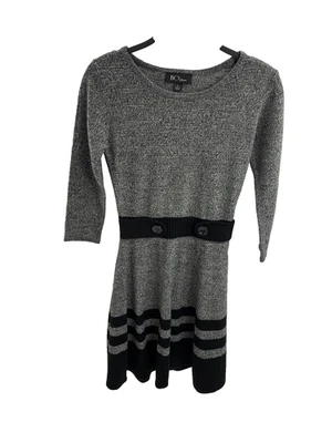 Vestido Suéter BCX Para Mujer Talla S Gris Negro Rayas Tejido Manga 3/4 Informal Trabajo Foto 1 de 4