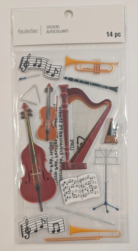 Orchestra Music Instruments Violin Harp Scrapbooking Stickers by Recollections  - Image 1 of 1