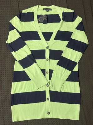 Cárdigan Brooks Brothers 346 clásico manga larga a rayas para mujer mediano NUEVO Foto 1 de 4