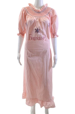 Vestido de amistad Loretta Caponi para mujer manga corta lunares cinturón rosa pequeño Foto 1 de 4