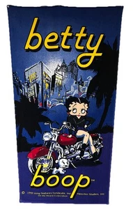 Betty Boop Vintage 1998 Beach Towel Motorcycle Dog Cotton Graphic 57x27 - Picture 1 of 3