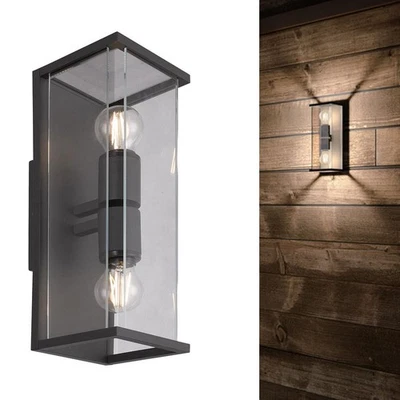 LED Design Außenleuchte XXL Wandlampe Graphit Up&Down 2x Philips 7W E27 warmweiß - Bild 1 von 3