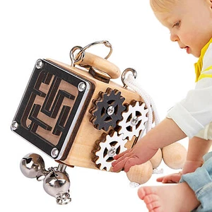 Busy Cube For Kids Wooden Block Cube Toys Educational Board Sensory Toy - Picture 1 of 12