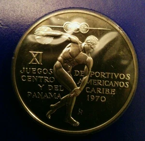 1970 Republic of Panama Five Balbos Sterling Silver Commemorative Coin - Picture 1 of 4