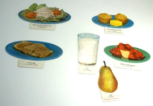 Lote de 6 tarjetas flash de cartón troquelado de nutrición escolar vintage de los años 60 - Imagen 1 de 7