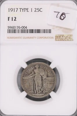 1917 Type 1 Standing Liberty Silver Quarter NGC F-12 #6-004 - Image 1 of 2