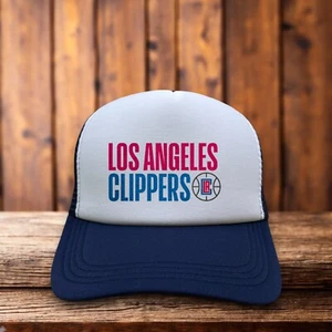 LA Los Angeles Clippers Mens Trucker Hat Navy Snapback Basketball Cap - Picture 1 of 6