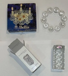 2 Royal Krona Bellis & Waterford Crystal Candle Holders Gorgeous Unused 1970's - Picture 1 of 16