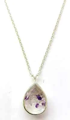 Collar flotante de cuarzo HSN Herkimer Mines de plata esterlina amatista y "diamante" Foto 1 de 4