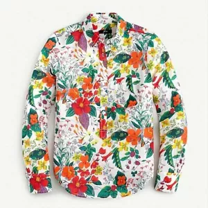 J.CREW Classic popover shirt in Ratti island botanical print AK765 , sz 14, NWT - Picture 1 of 4