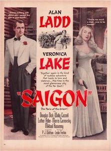 Print Ad Saigon Film 1948 Veronica Lake Full Page Large Magazine 10.5"x13.5" - Picture 1 of 1