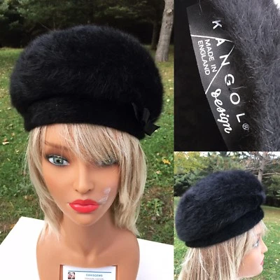 Sombrero Vintage Invierno Genuino Diseño Kangol Hecho en Inglaterra Negro Moda Foto 1 de 4