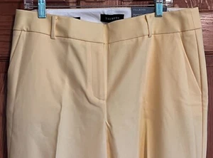 Talbots NEW Hampshire Ankle Crop Pants Yellow 12 NWT Cotton Blend Leg Buttons - Picture 1 of 17