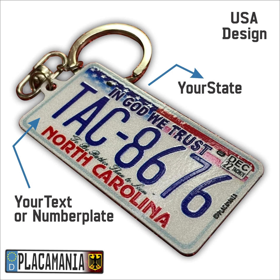 Personalized License Plate Keychain (Faces Can Be Different) Any State /Text/Pic - Image 1 of 4