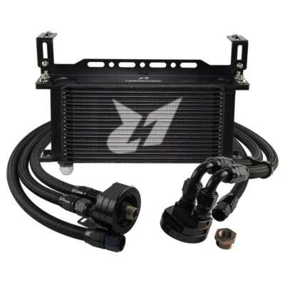 LR 19 Row AN10 Oil cooler w/Bracket+Filter Relocation Adapter Hose Kit Black - Image 1 of 4