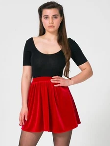 $46 AMERICAN APPAREL VELVET CIRCLE/ SKATER MINI SKIRT~CHERRY RED OR BLACK~XS~ 3 - Picture 1 of 12