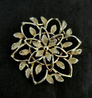 Vintage 1960'S Sarah Coventry Open Flower Brooch 1 3/4" Gold Tone