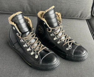 Unisex Kids Shoes Converse CT Black Leather Fleece Lined Winter Boot 632530C 6Y - Picture 1 of 24