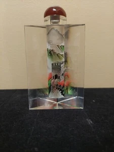 Vtg. Chinese Reverse Hand Painted Snuff / Perfume Triangle-shaped  Bottles - Picture 1 of 9